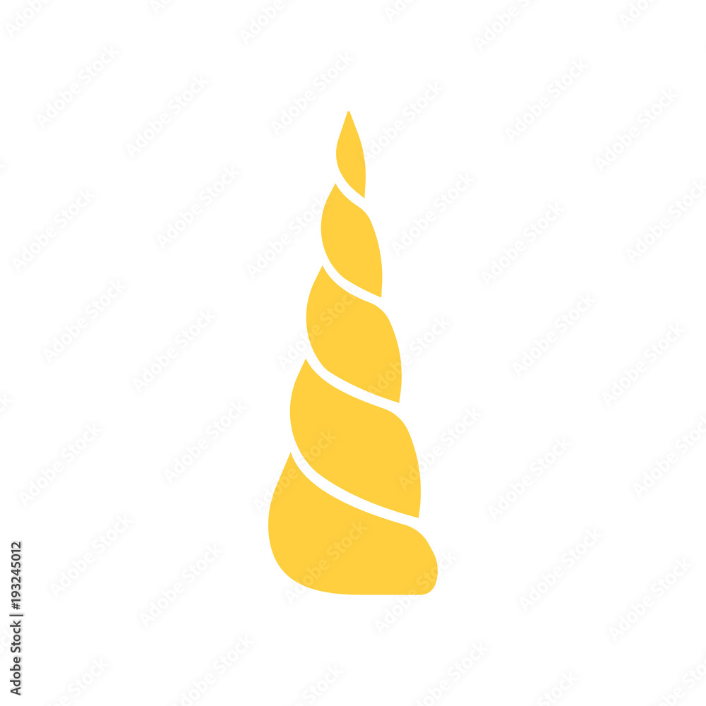 Cartoon yellow horn of a unicorn isolated on white background. Vector Cartoon yellow horn of a unicorn isolated on white background. Vector