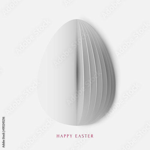 Happy easter concept colorful design in minimal trendy papercut style. Modern holiday background with flat simple egg shape for greeting card, banner, cover. Vector illustration.