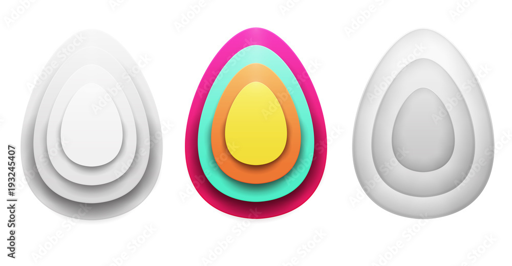 Set of easter egg in papercut design style isolated on white background. Vector illustration. Set of easter egg in papercut design style isolated on white background. Vector illustration.