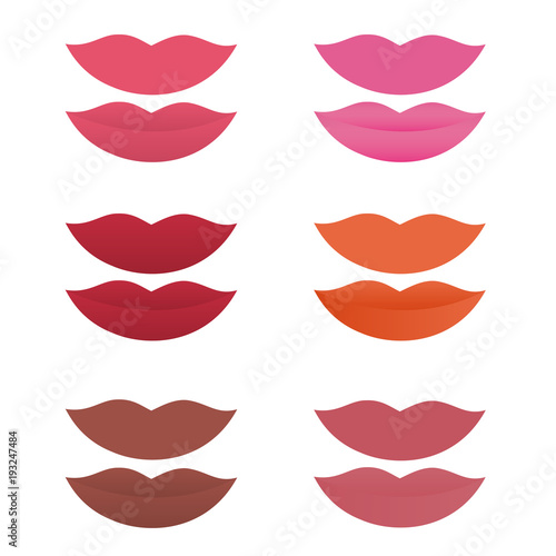 Shades of lipstick on white background