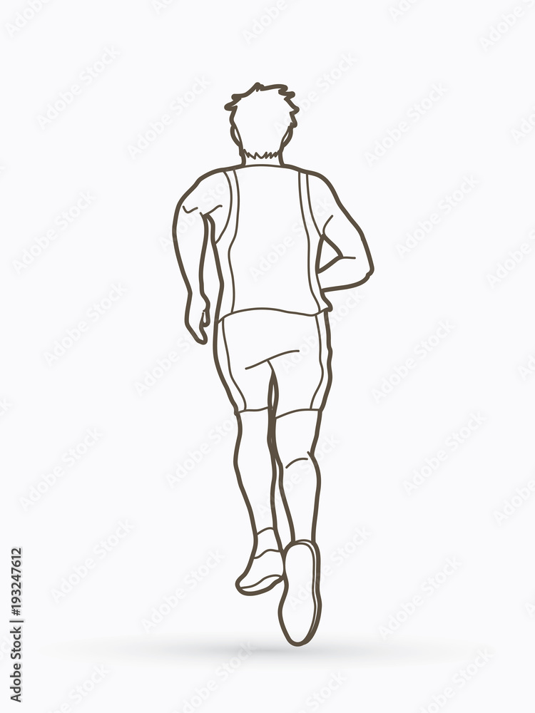 Athlete runner, A man runner running  outline graphic vector