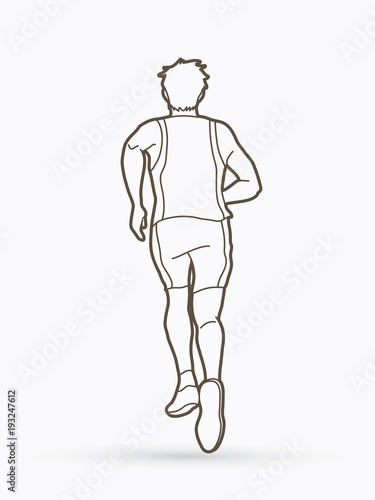 Athlete runner  A man runner running  outline graphic vector