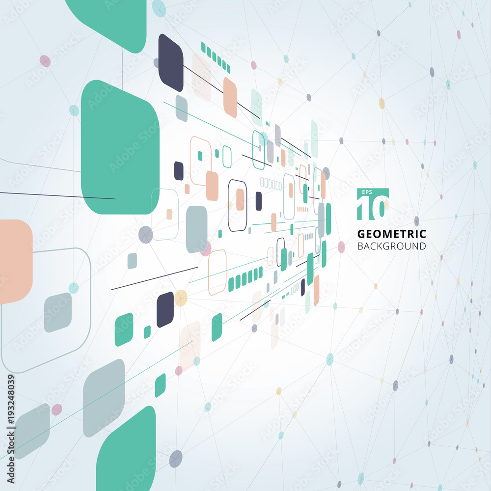 Abstract colorful technology geometric squares lines connection perspective background. Abstract colorful technology geometric squares lines connection perspective background.