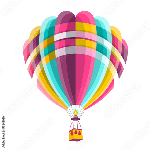 Hot Air Balloon Isolated on White Background. Vector Icon.