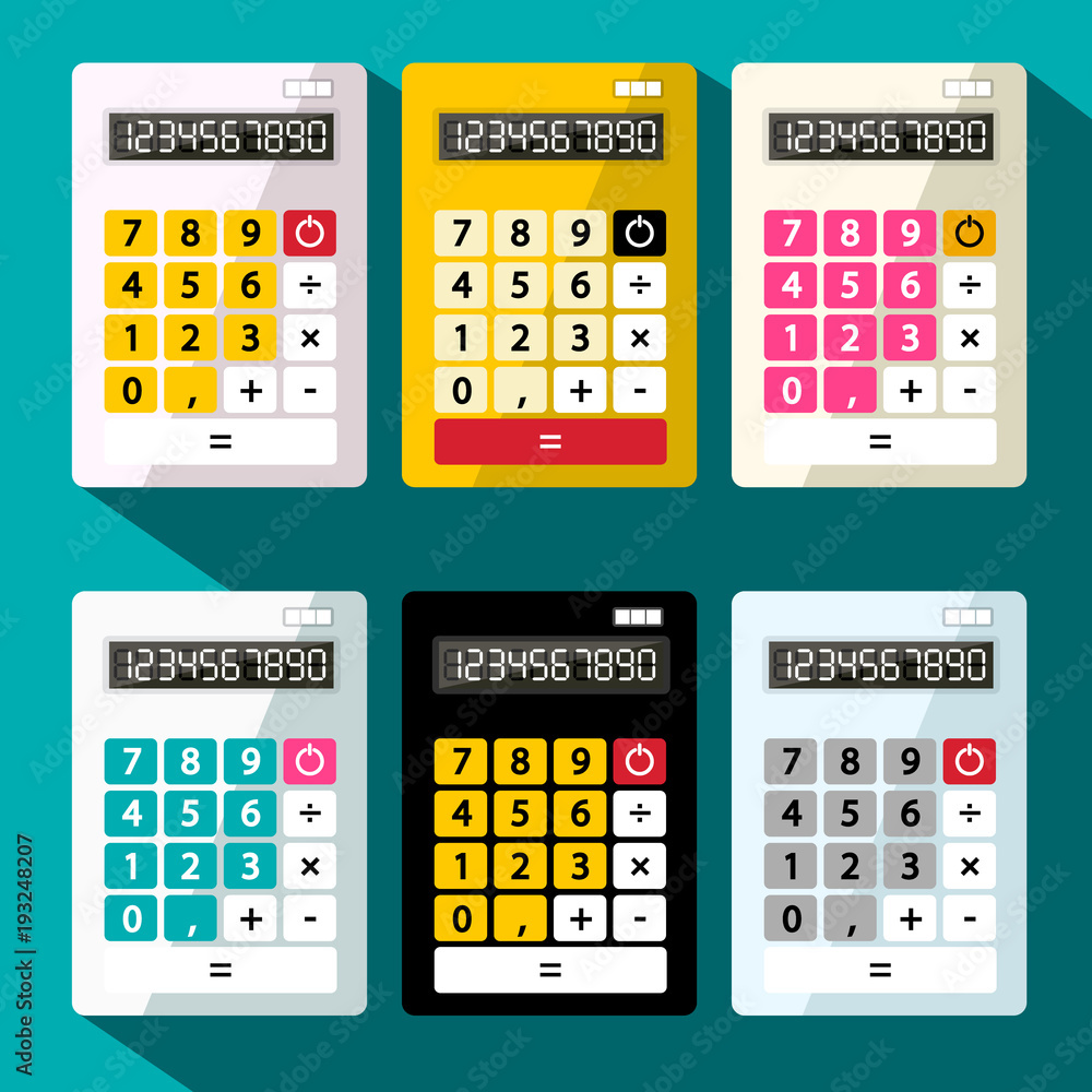 Calculators Set. Flat Design Vector Calculator. Calculators Set. Flat Design Vector Calculator.