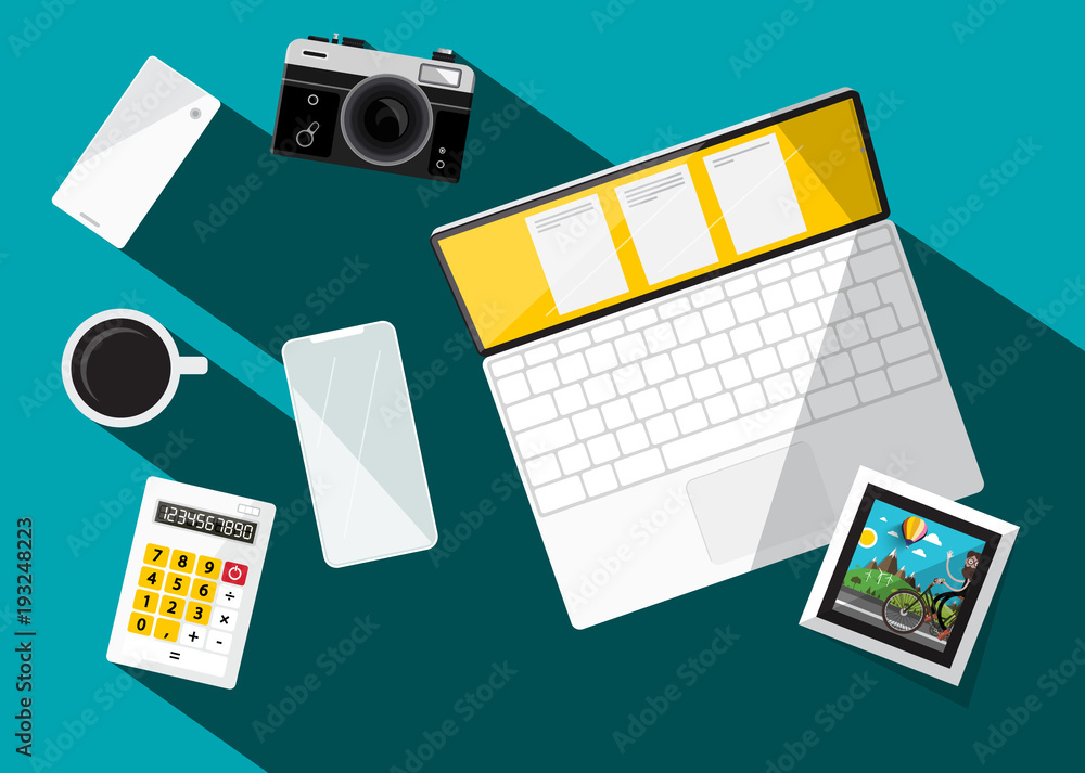 Modern Technology Devices on Table. Modern Technology Devices on Table.