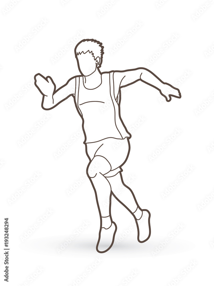 Athlete runner, A man runner running outline graphic vector Athlete runner, A man runner running outline graphic vector