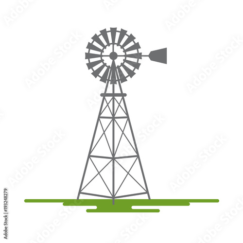 Windmill Flat Design Vector Symbol Isolated on White Background