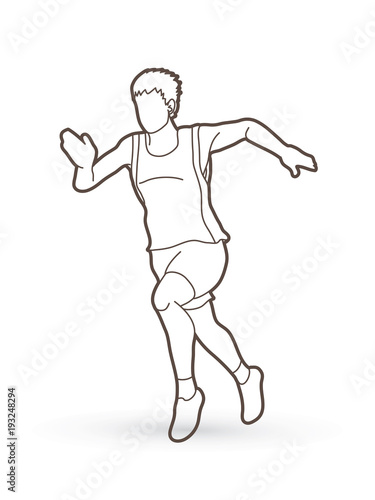 Athlete runner, A man runner running outline graphic vector © sila5775