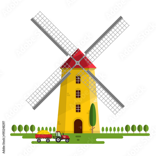 Windmill Isolated on White Background