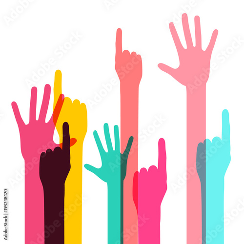 Colorful Vector Human Hands Isolated on White Background