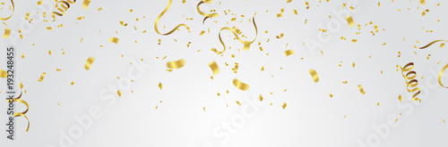 Gold confetti party background, concept design. Celebration Vector illustration.