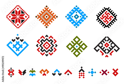 Set of vector traditional ukrainian elements isolated on white background. Design template for cover, poster, banner.