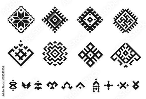 Set of vector traditional ukrainian elements isolated on white background. Design template for cover, poster, banner.