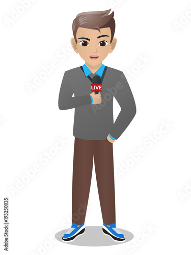 Male Journalist / Reporter Holding Mic