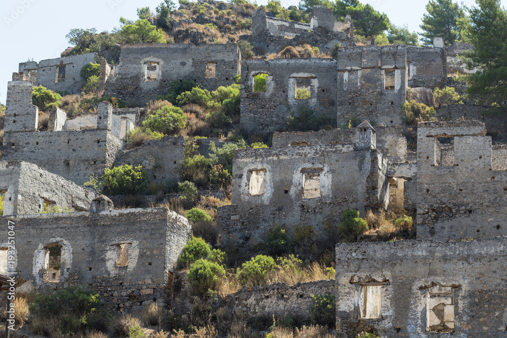 Abandoned houses and ruins of Kayakoy village, Fethiye, Turkey