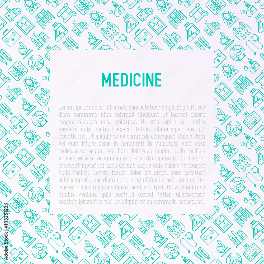 Medicine concept with thin line icons: doctor, ambulance, stethoscope, microscope, thermometer, hospital, z-ray image, MRI scanner, tonometer. Modern vector illustration for medical survey, report. Medicine concept with thin line icons: doctor, ambulance, stethoscope, microscope, thermometer, hospital, z-ray image, MRI scanner, tonometer. Modern vector illustration for medical survey, report.