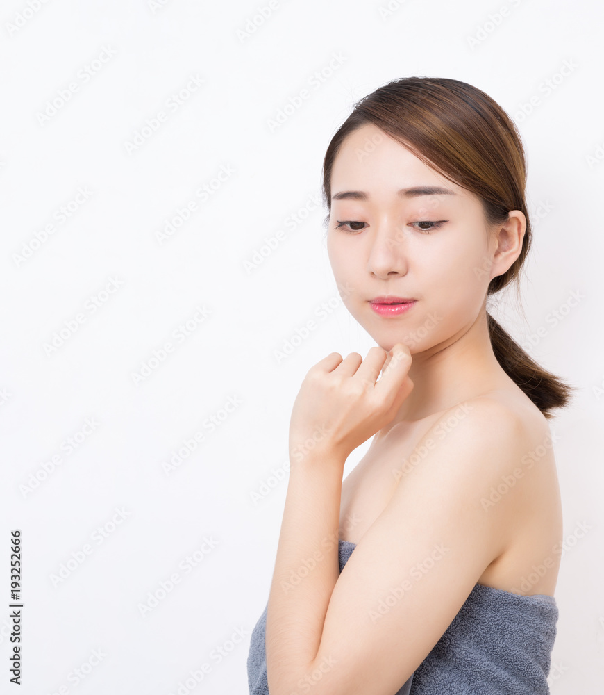 Beauty skincare concept. Beautiful young woman Beauty skincare concept. Beautiful young woman