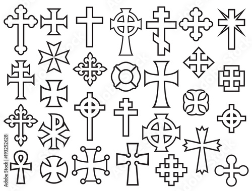 vector crosses  thin line collection icons