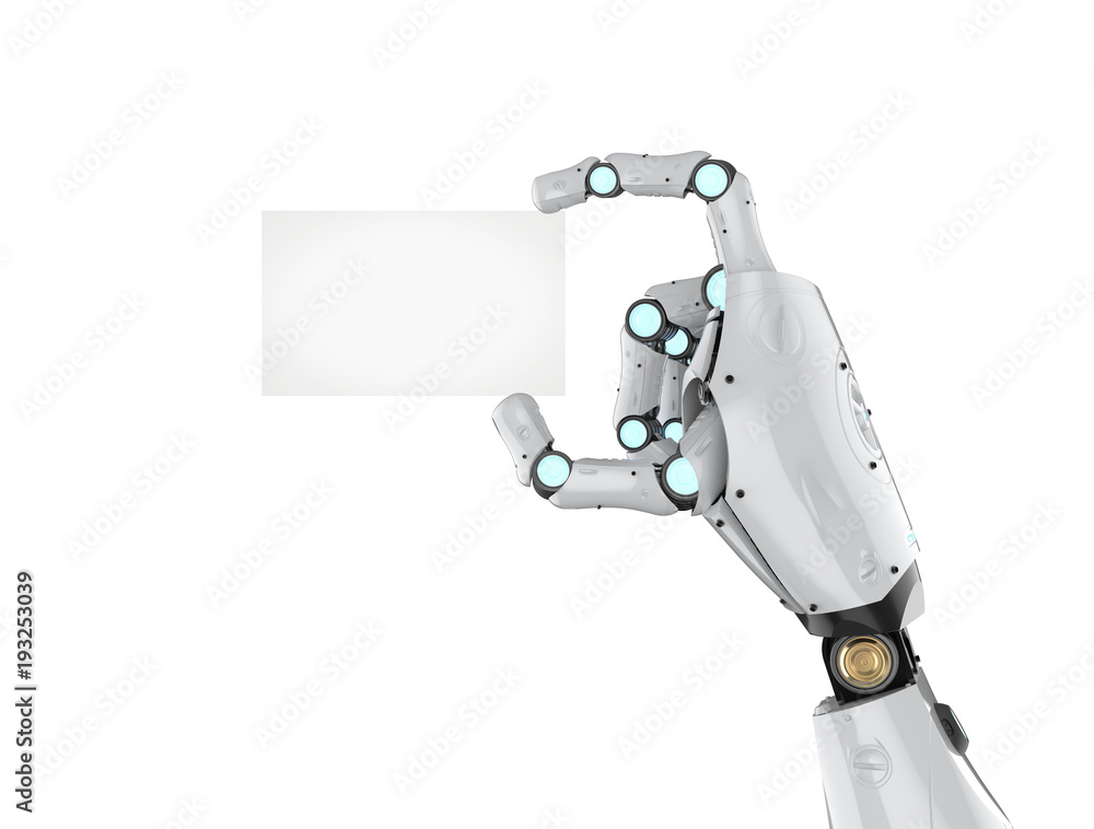 cyborg holding business card cyborg holding business card