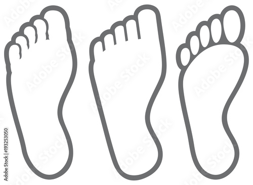 human foot thin line icons