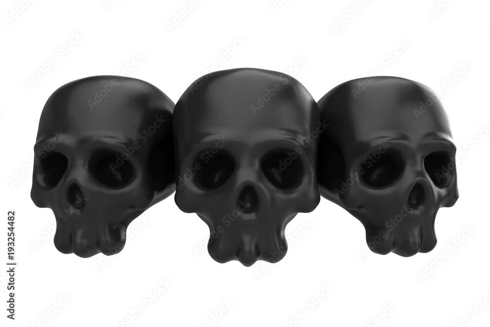 Cartoon funny three skull. Stylish cute colorful children illustration isolated on simple background. Template for design project. Realistic 3d render. Cartoon funny three skull. Stylish cute colorful children illustration isolated on simple background. Template for design project. Realistic 3d render.