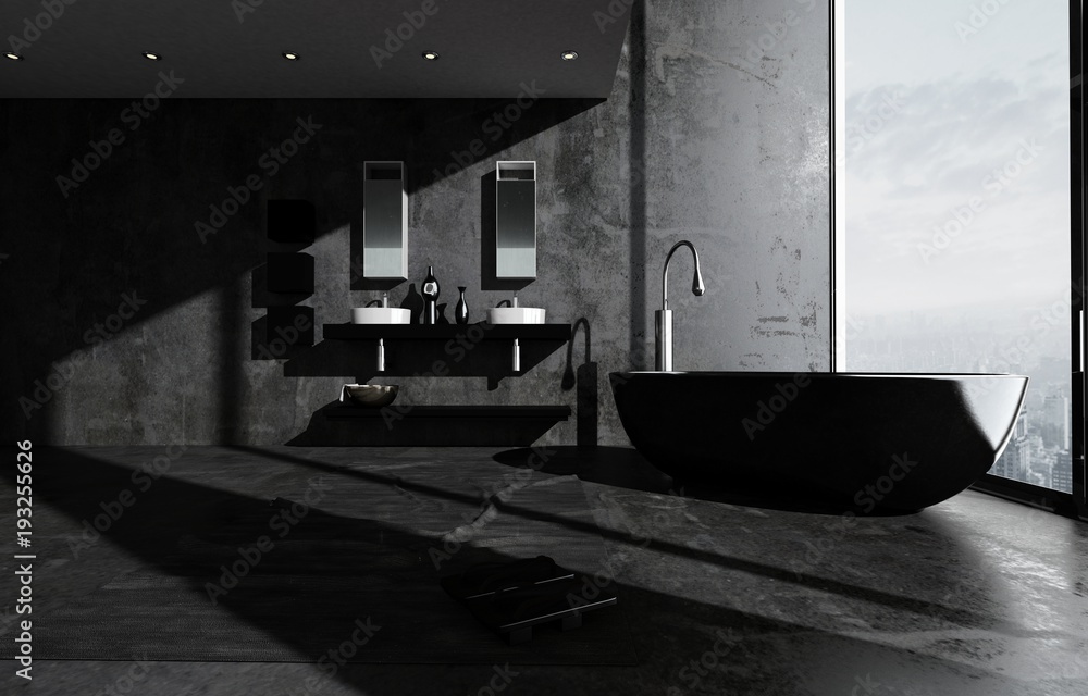 Dark modern luxury bathroom interior Stock Illustration Adobe Stock