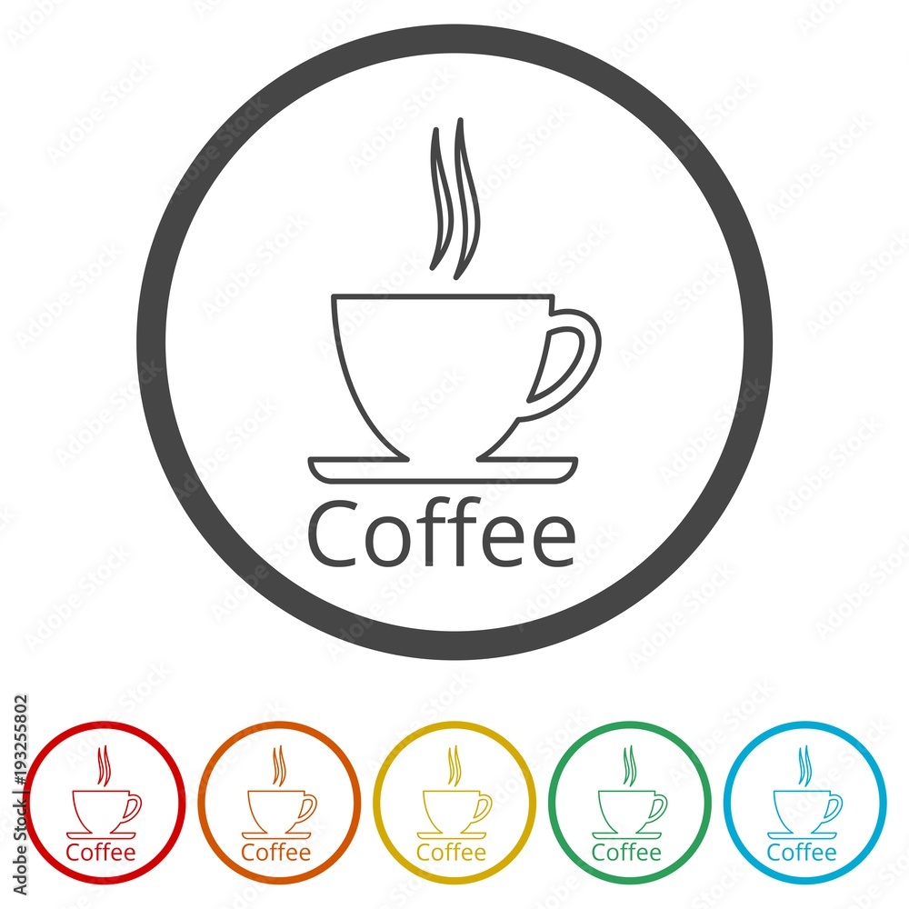 Coffee cup icon, 6 Colors Included Coffee cup icon, 6 Colors Included