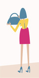 Fashion woman holding bag. Flat vector illustration.