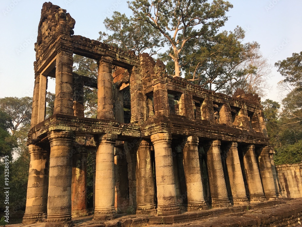 Angkor Wat in Siem Reap, Cambodia. Ancient Khmer stone temple ruins in jungle forest