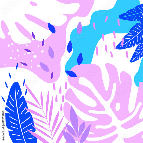 Tropical jungle leaves background. Tropical poster design. Tropical leaves art print. Wallpaper, fabric, textile, wrapping paper vector illustration design