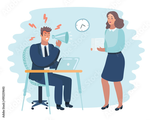 Angry boss and frightened employee