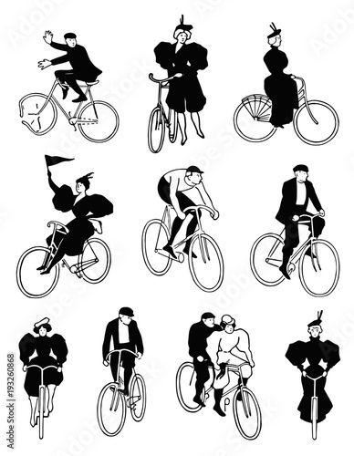 bicyclists historic set #vintage #vector
