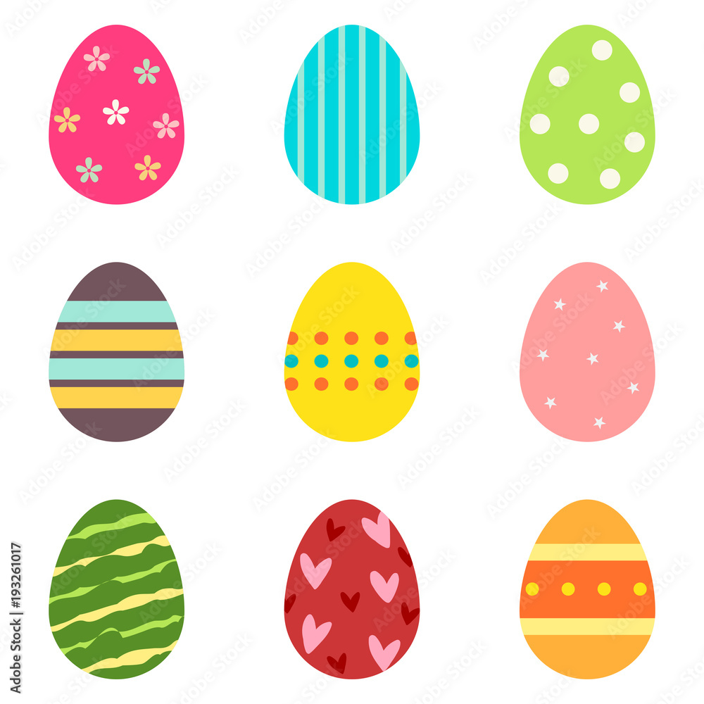 Colorful Easter eggs set
