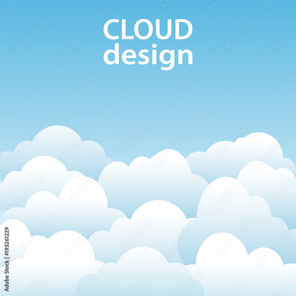 Naklejka white clouds blue sky design background, stock vector illustration