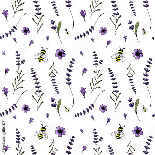 Seamless pattern, lavender theme of Provence