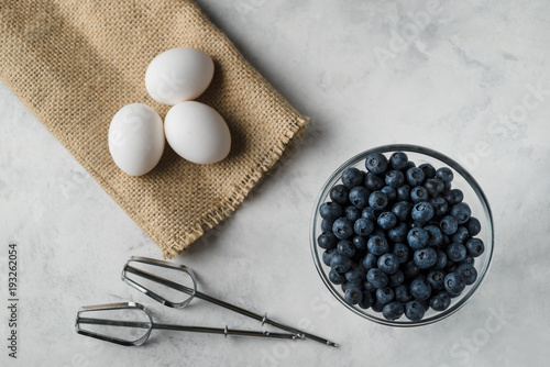 Ingredients for healthy rustic breakfast.