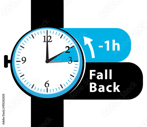 Winter time. Daylight saving time. Fall back watch icon II.