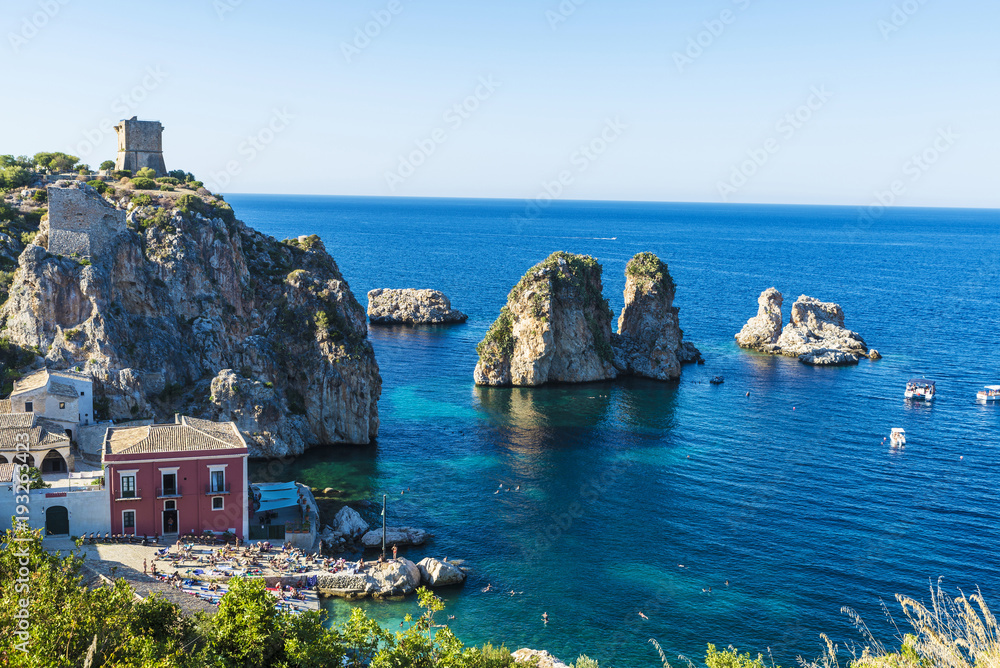 Cliffs on the coast in Scopello in Sicily, Italy