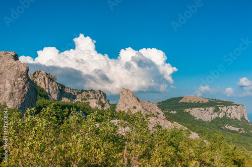 Blue sky with clouds Over the Crimean Mountains The Temple Of The Sun Crimea
