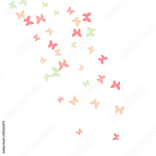 Spring Background with Colorful Butterflies. Simple Feminine Pattern for Card  Invitation  Print. Trendy Decoration with Beautiful Butterfly Silhouettes. Vector Background with Moth