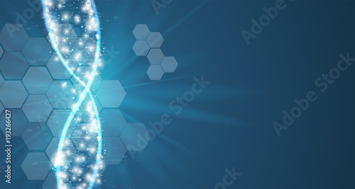 dna and medical and technology background. futuristic molecule structure presentation