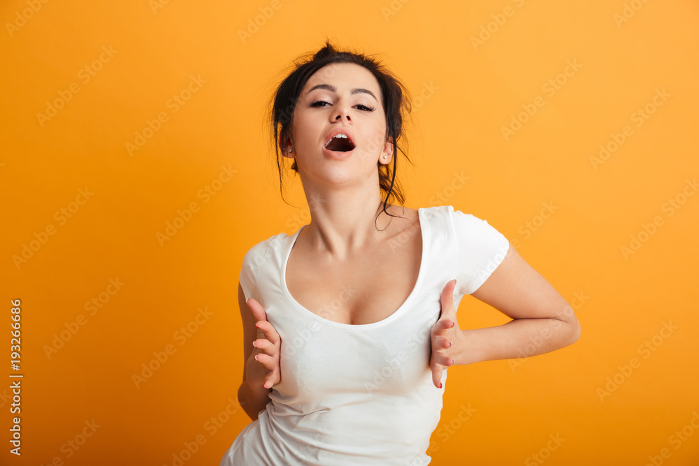 Sexy Beautiful Young Woman Touching Her Breast Stock Foto Adobe Stock