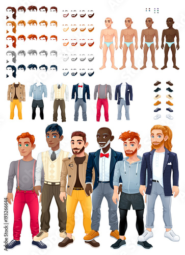 Dresses and hairstyles game with male avatars