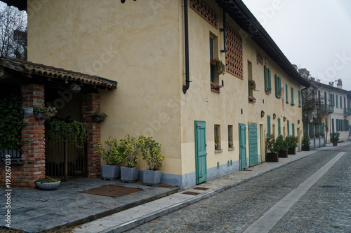 Walkpath on a street in Italy city Old town exterior