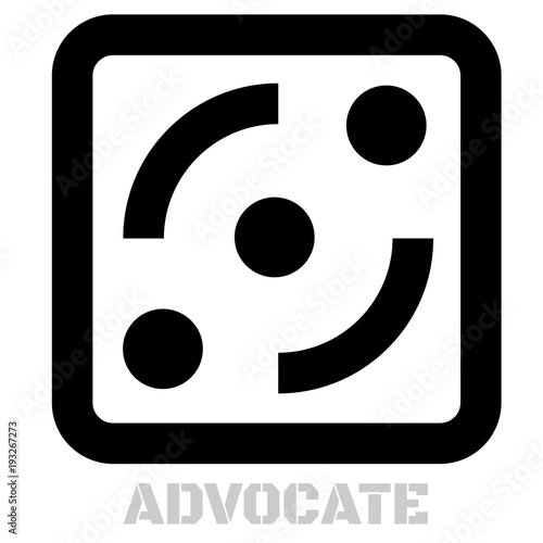 Advocate conceptual graphic icon. Design language element, graphic sign.