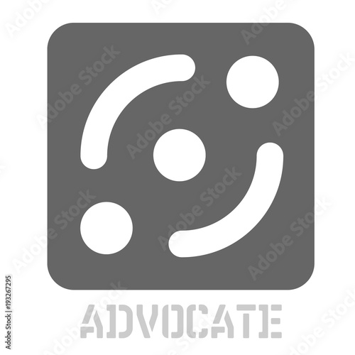 Advocate conceptual graphic icon. Design language element, graphic sign.