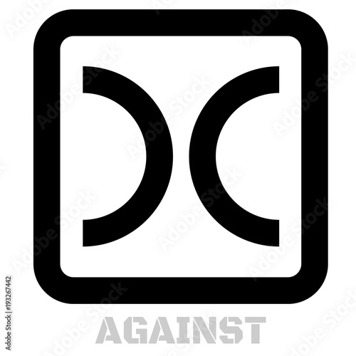Against conceptual graphic icon. Design language element, graphic sign.