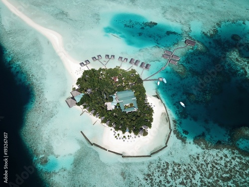 Aerial view of Gangehi island, Maldives photo