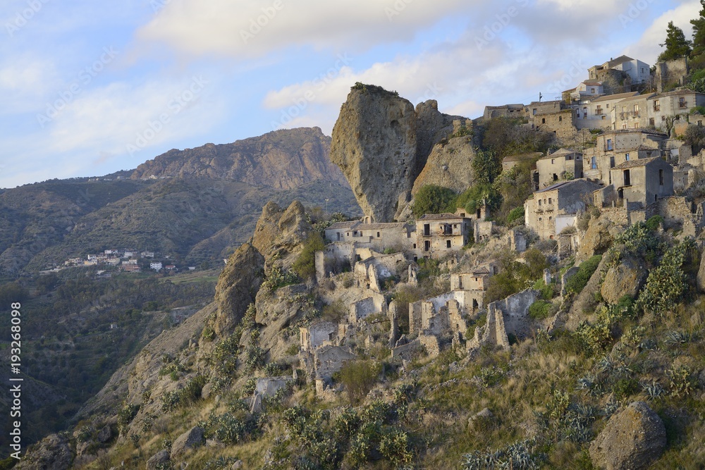 The beautiful abandoned village Pentedattilo, Aspromonte, Calabria, Italy